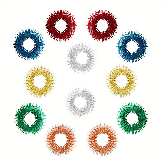 12pc Sensory Fidget Rings Set - Stress Relief & Anxiety Reducer - 6 Colors