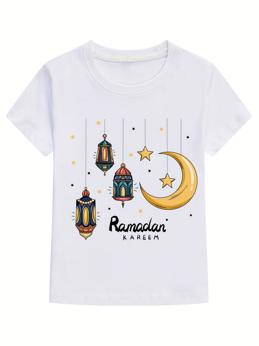 Kids Ramadan Kareem T Shirt Breathable Casual Top For Boys Girls Children