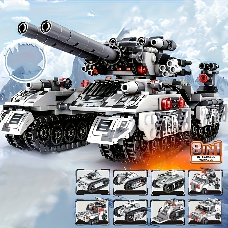 1628pcs Military Tank 8 in 1 Assembly Model High Difficulty Study Room Decor