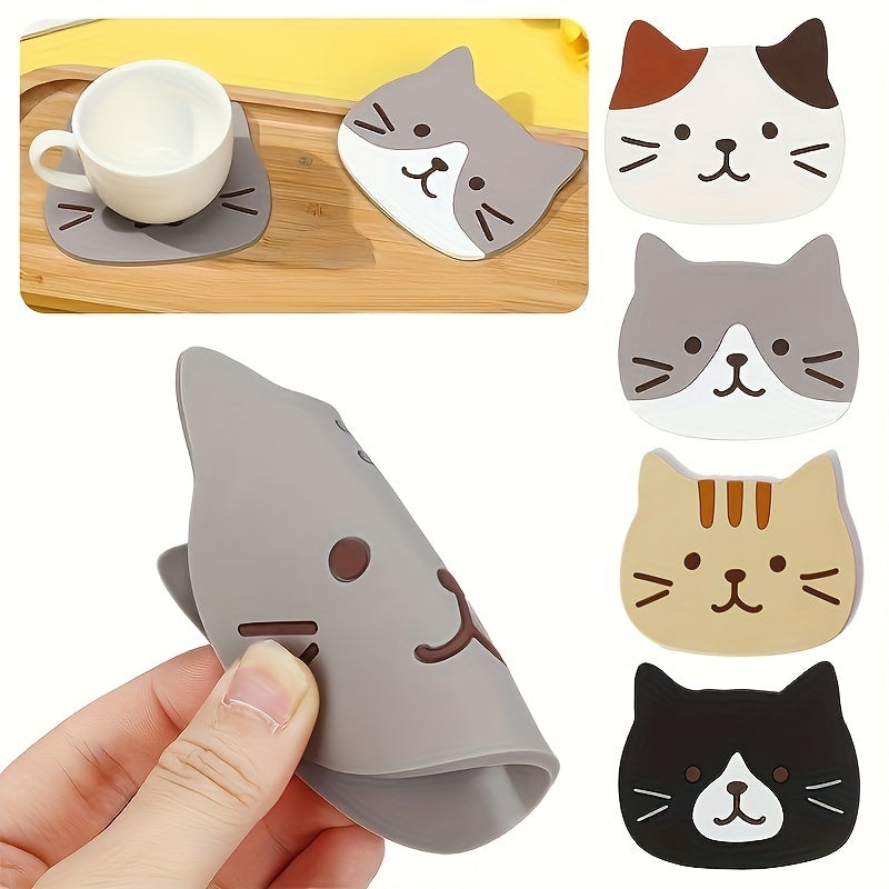 Cartoon Cat Coaster Non Slip Cup Mat Home Decor Kitchen Gadgets
