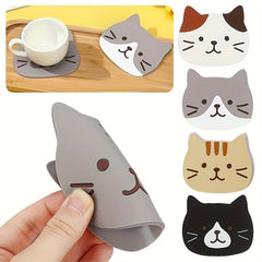 Cartoon Cat Coaster Non Slip Cup Mat Home Decor Kitchen Gadgets