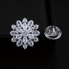 Zircon Snowflake Brooch for Prom, Elegant Men's Gift for Women