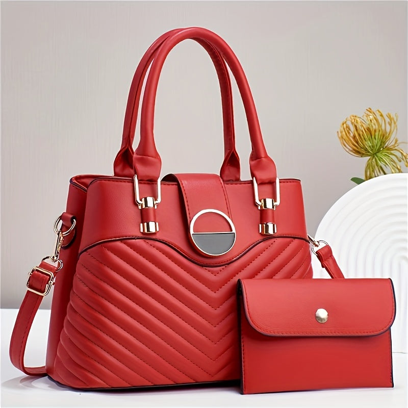 Top Handle Satchel & Crossbody Bag Women's Purse Set with Stylish Straps