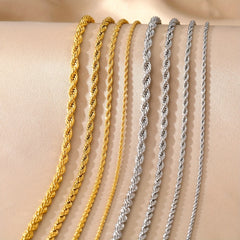 Stainless Steel Twist Chain Necklace Unisex Neck Jewelry