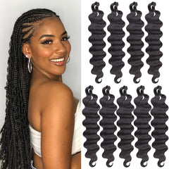 Natural Body Wave Braiding Hair Pre-Feathered French Curl Wavy Crochet Braids 1B
