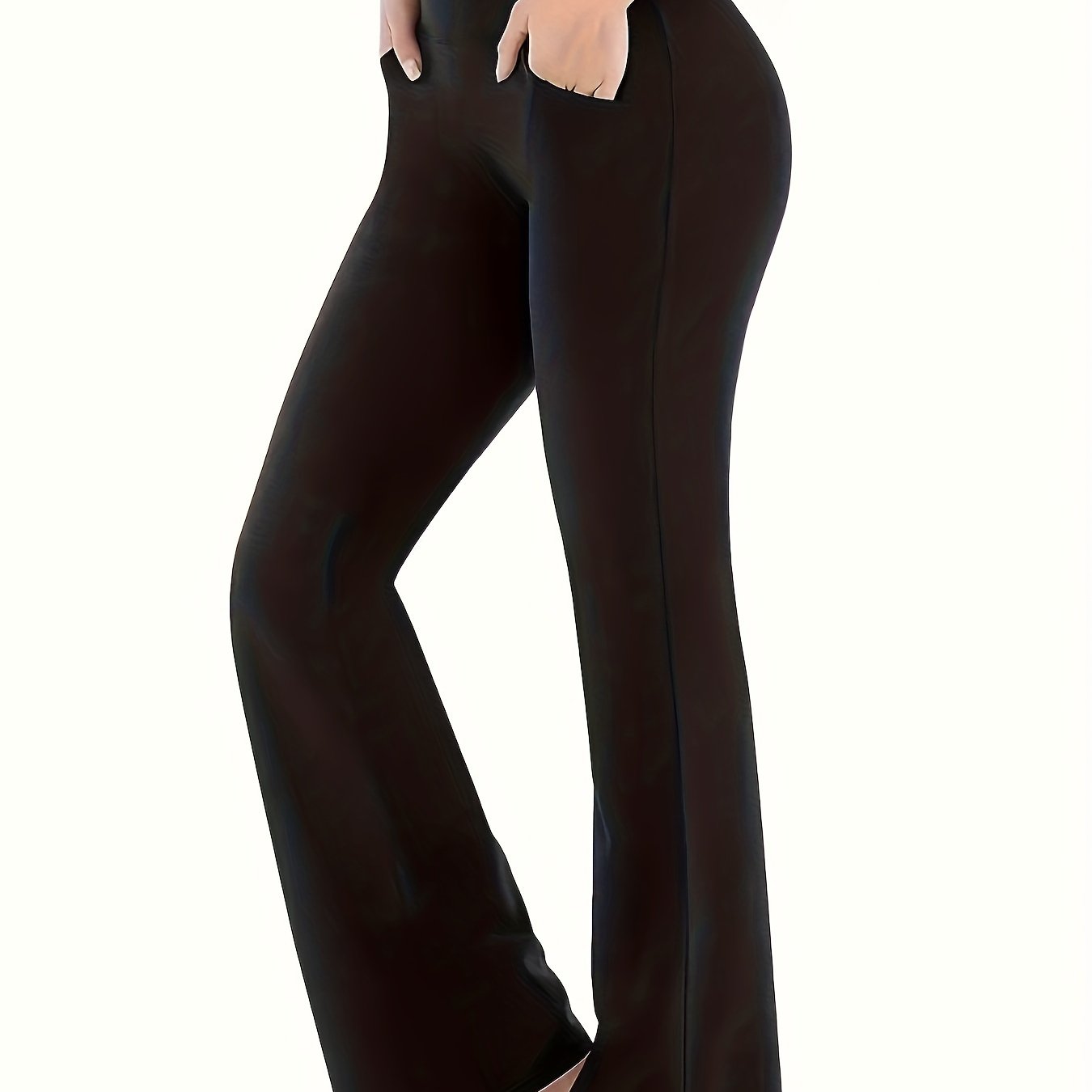  High Rise Flared Leg Trousers With Pockets