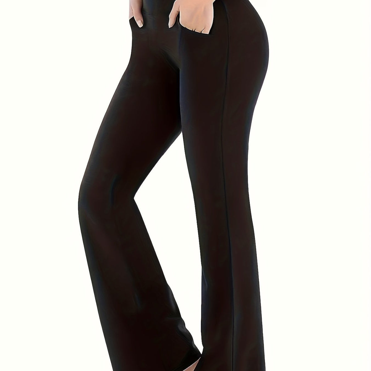  High Rise Flared Leg Trousers With Pockets