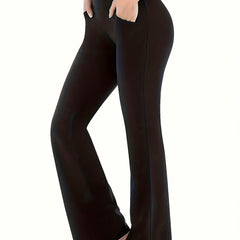  High Rise Flared Leg Trousers With Pockets