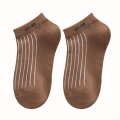 5 Pairs Kids 'Seven' Print Ankle Socks Boys Girls Thin Cotton Striped Boat Socks