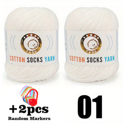 2pcs 50g Cotton Socks Yarn Hand Knitting Markers Crochet DIY Knitting Supplies