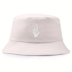 Skull Finger Embroidery Sunshade Bucket Hat for Men Women