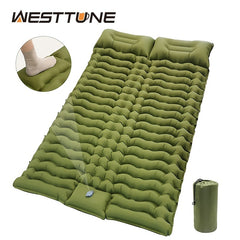 Double Sleeping Pad for Camping Inflating Mat with Pillow