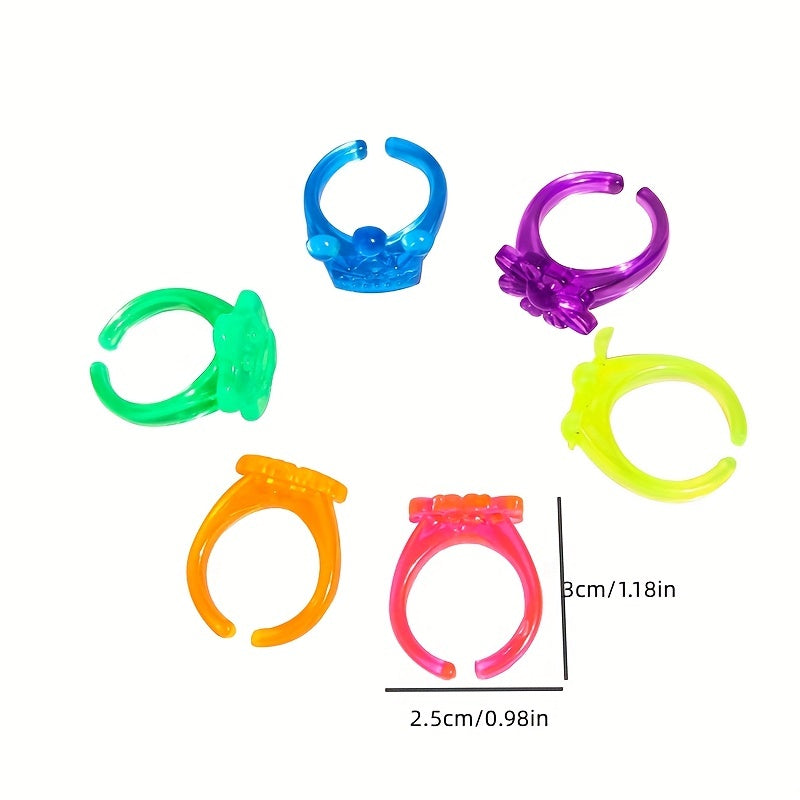 25pcs Transparent Ring Jewelry Cartoon Gift Small Toy Holiday Party Random