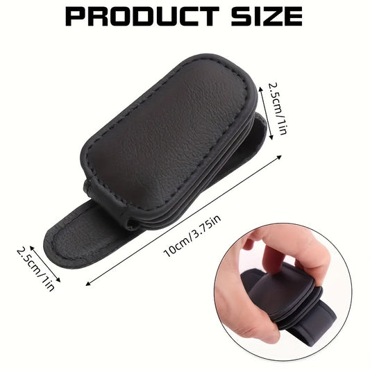 Car Sun Visor Magnetic Leather Sunglasses Holder & Card Holder Grey Red