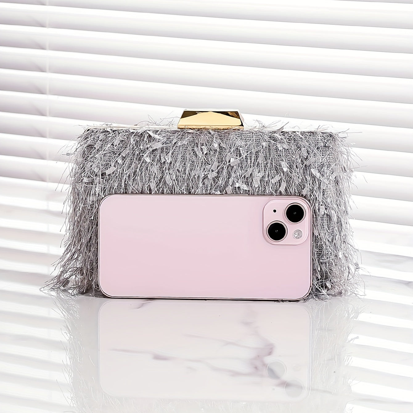 Glitter Tassel Chain Clutch Frame Purse Evening Bag