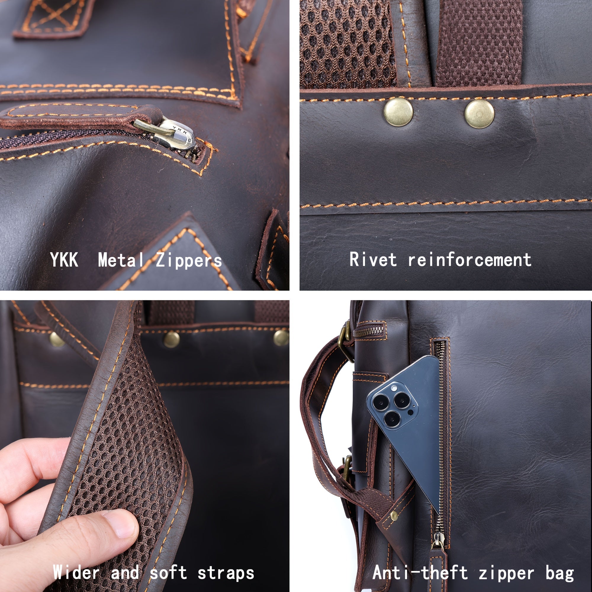 Leather Vintage Backpack For Men Travel Backpacks Large Capacity Backpack