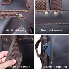 Leather Vintage Backpack For Men Travel Backpacks Large Capacity Backpack