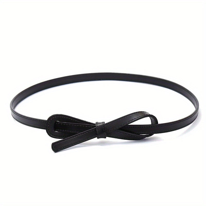 Thin Knotted PU Belt Women's Waistband Casual Dress Decorative Belt