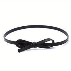Thin Knotted PU Belt Women's Waistband Casual Dress Decorative Belt