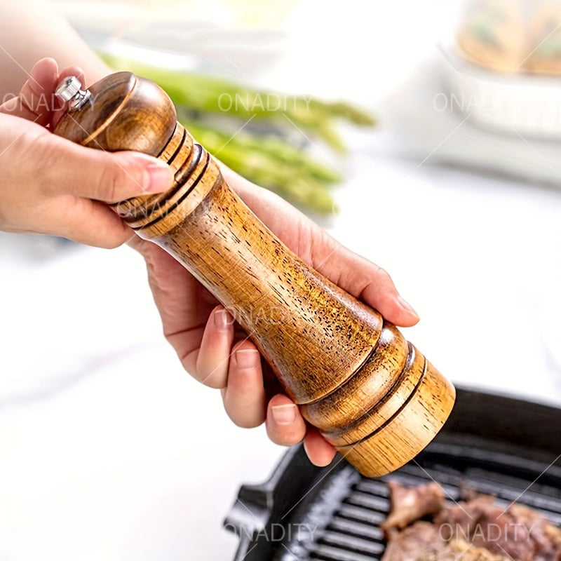 Wooden Pepper Grinder Manual Spice Mill Reusable Bottle BBQ
