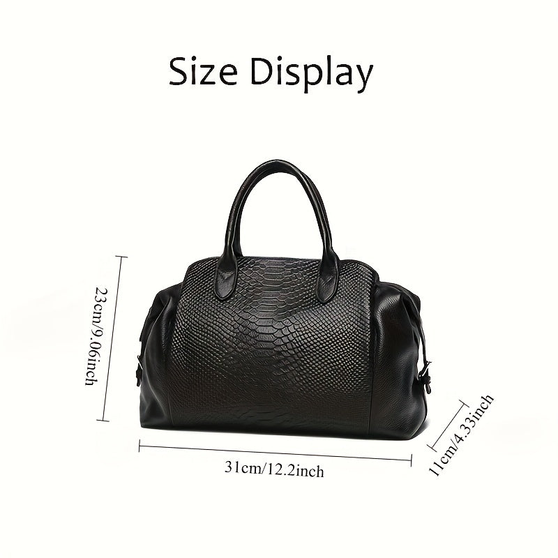 Vintage Crocodile Pattern Crossbody Bag with Zipper Closure