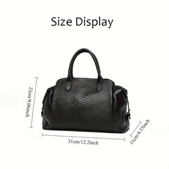 Vintage Crocodile Pattern Crossbody Bag with Zipper Closure
