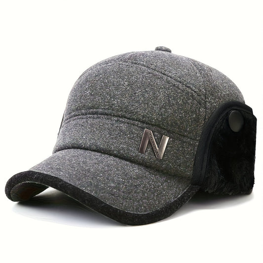 Winter Warm Cap With Earflap For Men Outdoor Velvet Thickened Hat