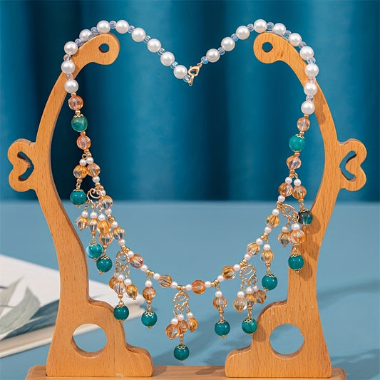 Vintage Style Faux Pearl Beaded Necklace With Pendant Cheongsam Accessories