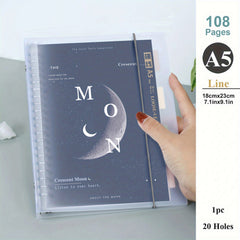 A5 B5 Moon Planet Clear Coil Loose Leaf Notebook - 108 Sheets Set