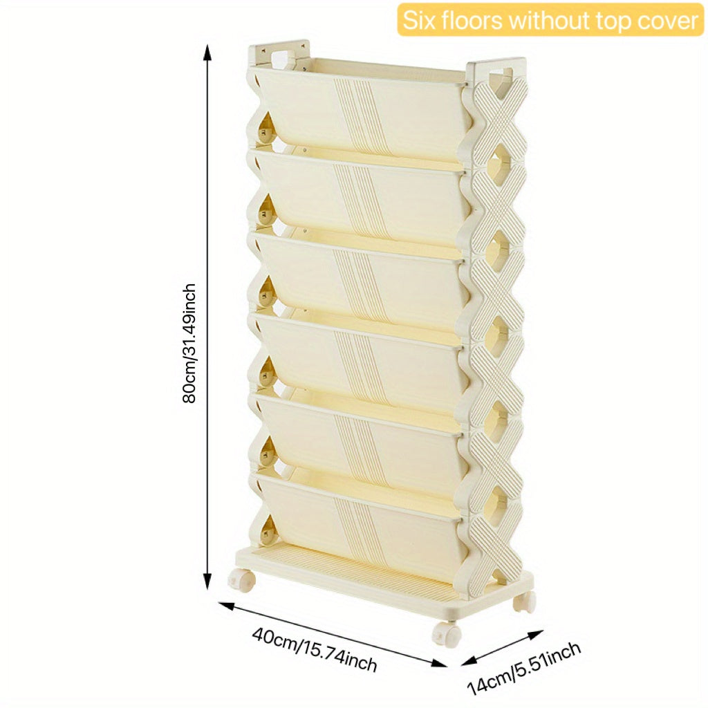 6 Tier Small Bookshelf Beside Desk Office Floor Shelf Lesson Desk Side
