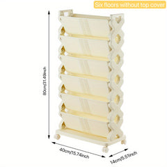 6 Tier Small Bookshelf Beside Desk Office Floor Shelf Lesson Desk Side