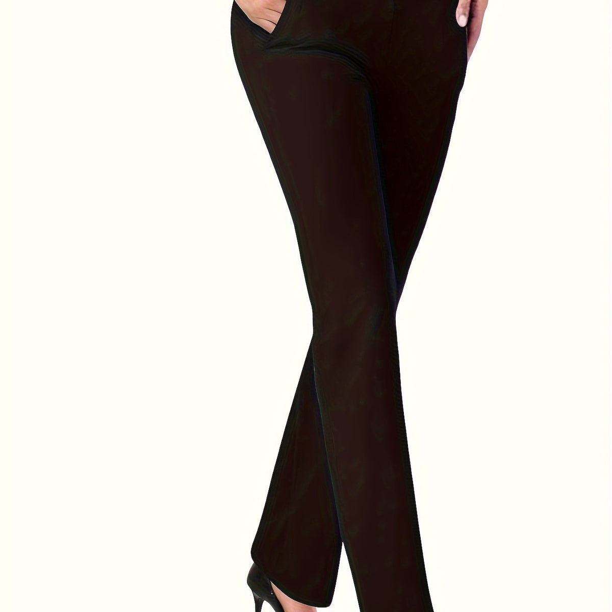 Women's Plus Solid Flared Leg High Waisted Pants