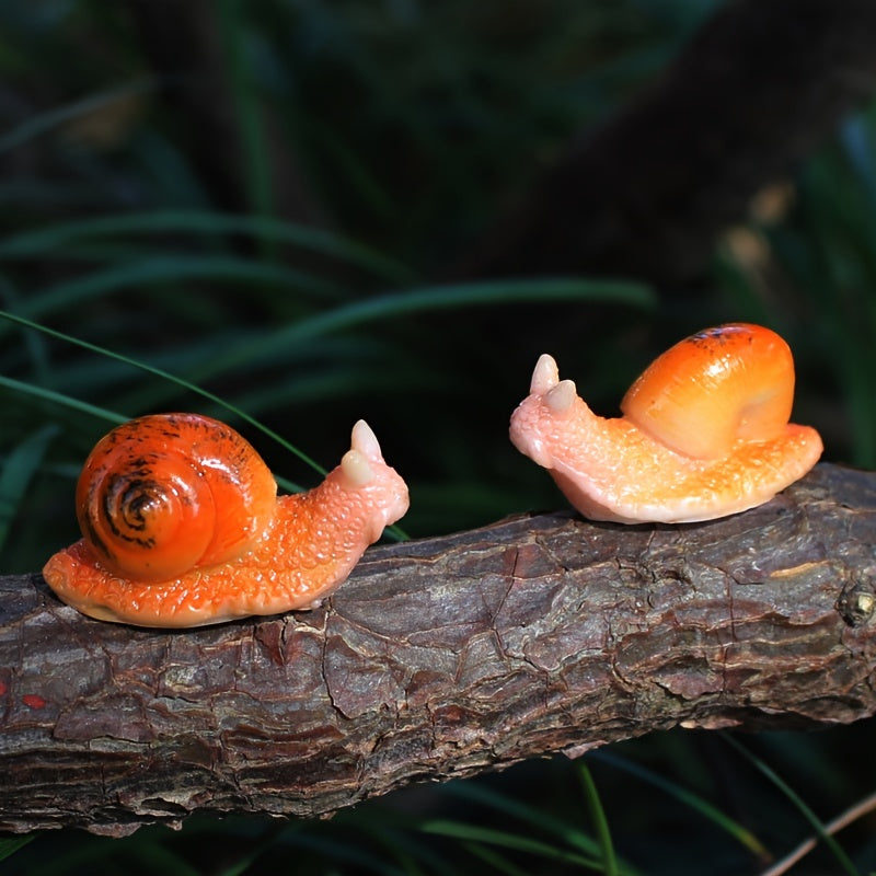 2pcs Mini Snail Resin Ornament for Garden Decor