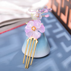 Vintage Flower Leaf Tassel Hairpin Hair Comb Clip Barrette Chinese Style
