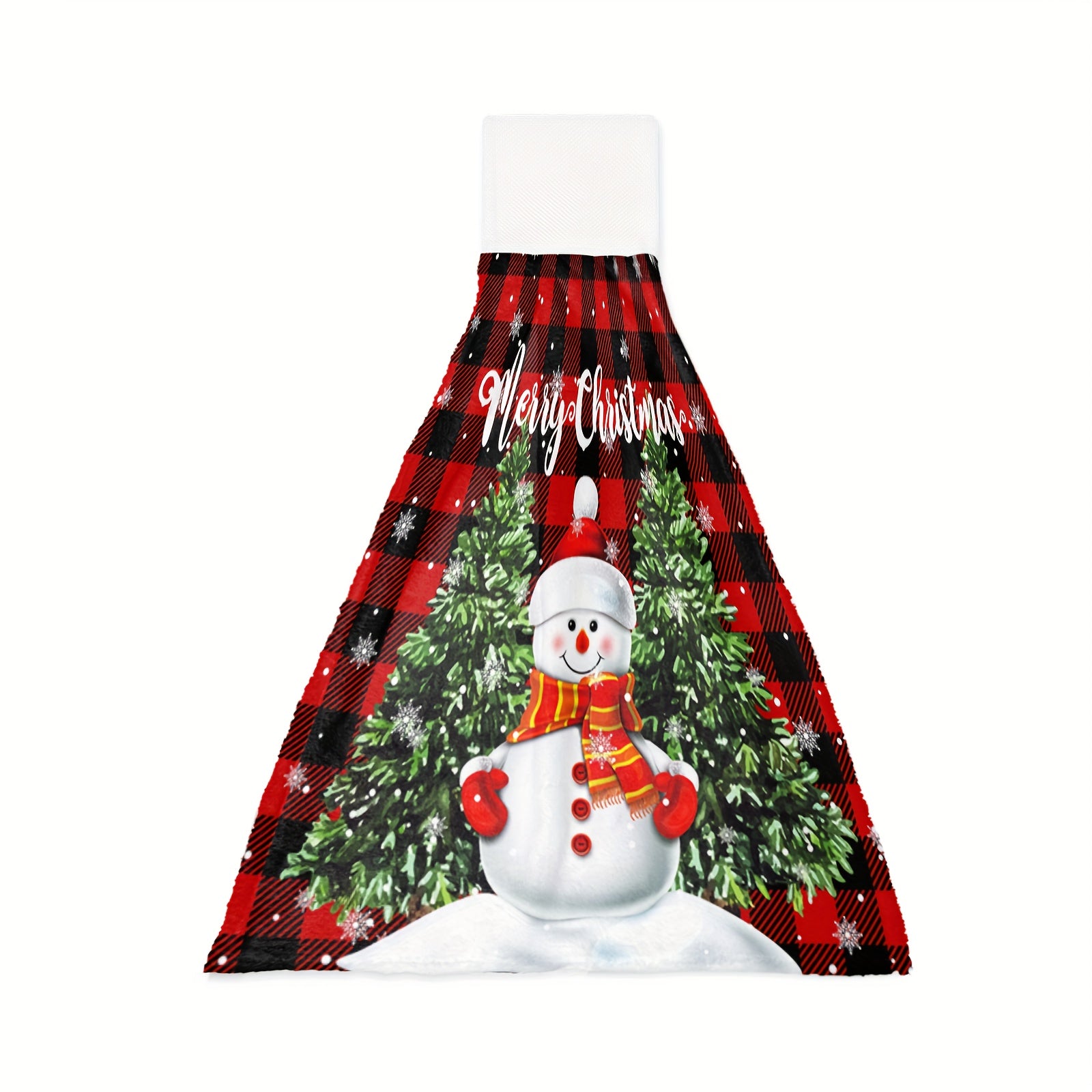 Christmas Snowman Pattern Fingertip Towel Hanging Towel Plaid Soft Absorbent
