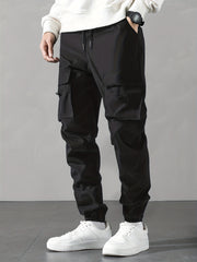 Men Cargo Pants with Drawstring Waist