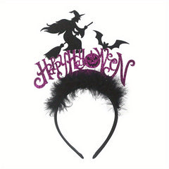 Halloween Headband Hello Halloween Letter Decor Head Hoop Witch Bat Hair Band
