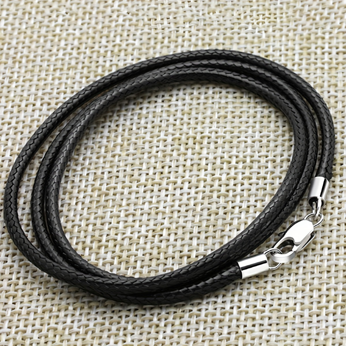 Men 3mm Wax Cord Choker Necklace Stainless Steel Clasp 16