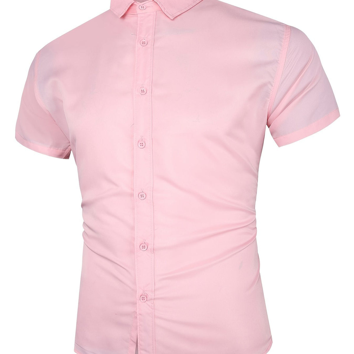 Pink Business Shirt Men's Short Sleeve Button Down Formal Shirt