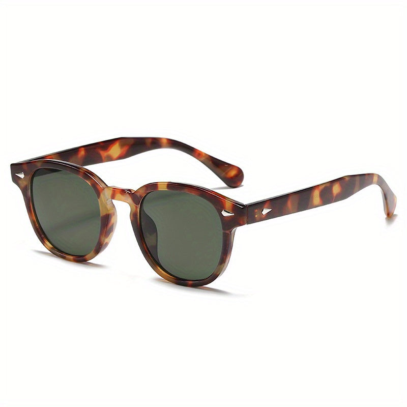 Men's Vintage Rivet Round Frame Sunglasses UV Protection