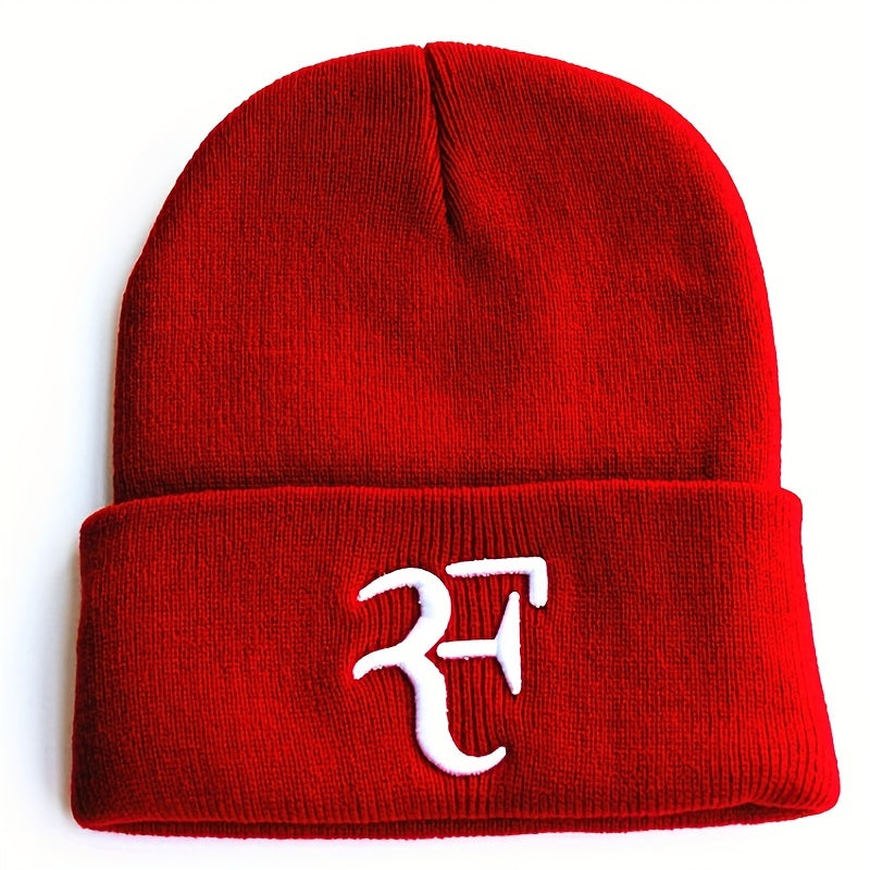 Fashionable Sport Windproof Knit Beanie Hat With 3d Solid Alphabet Embroidered
