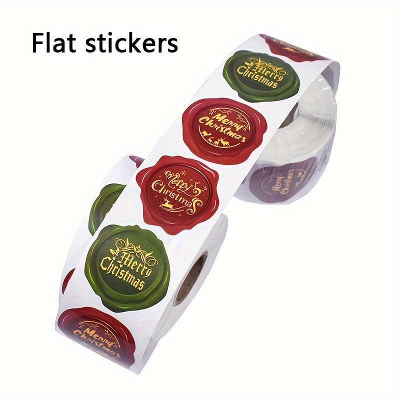 500 Christmas Stickers Roll - Holiday Greeting Sealing Gift Stamp Shape