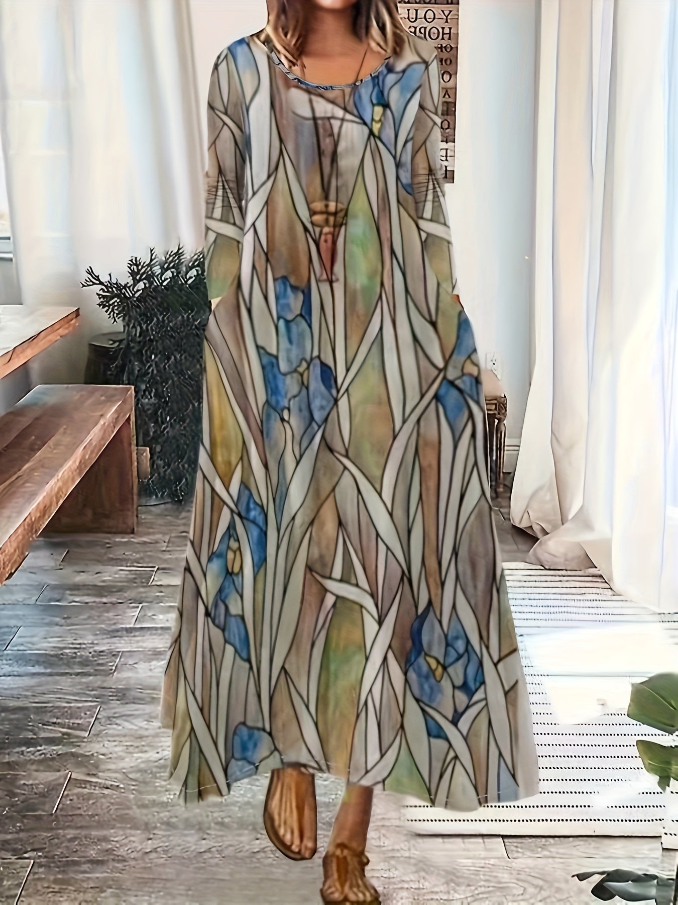 Women's Plus Floral Print Maxi Dress