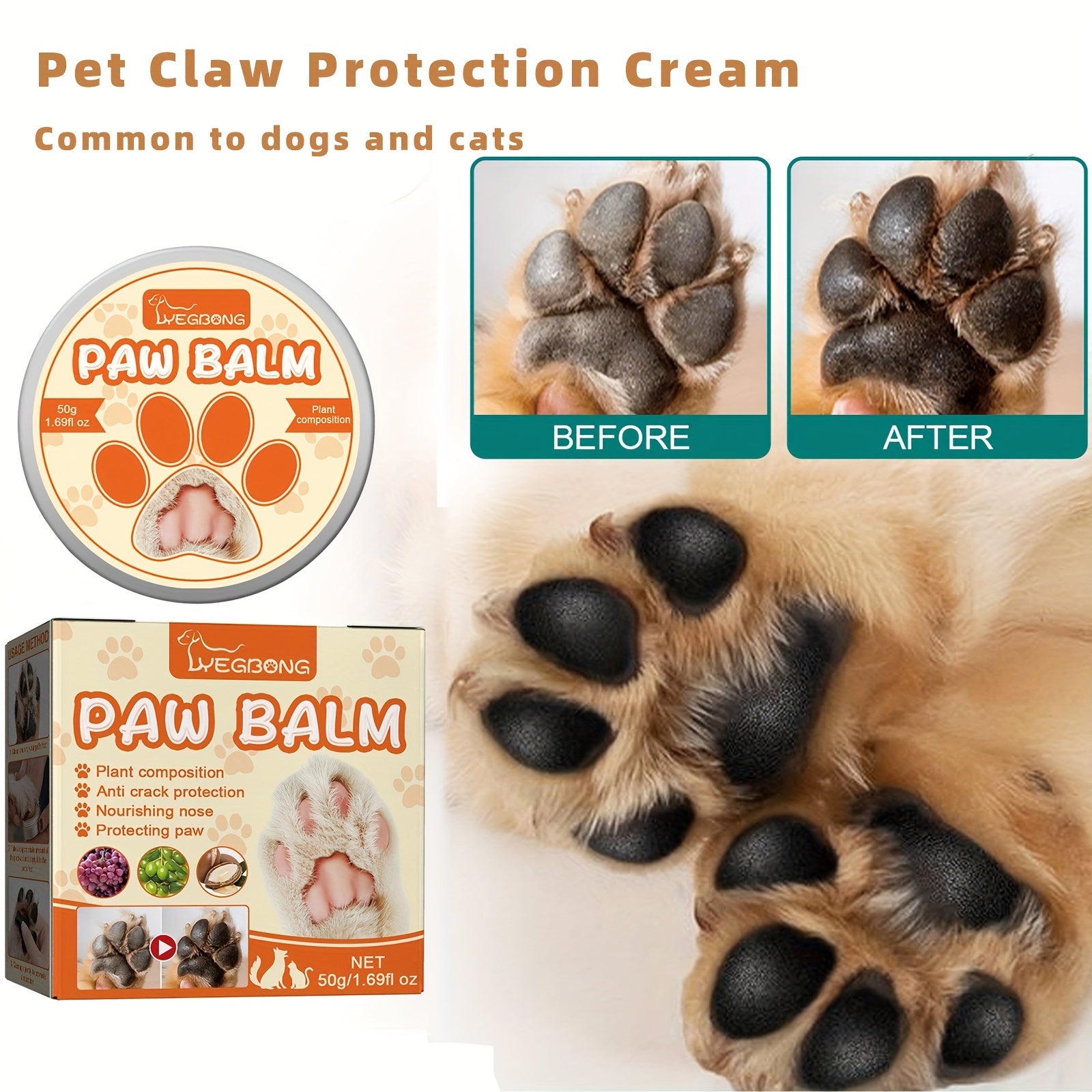 Pet Claw Balm Nail Meat Pad Clean Sole Foot Pad Protective Claw Balm Foot Care B