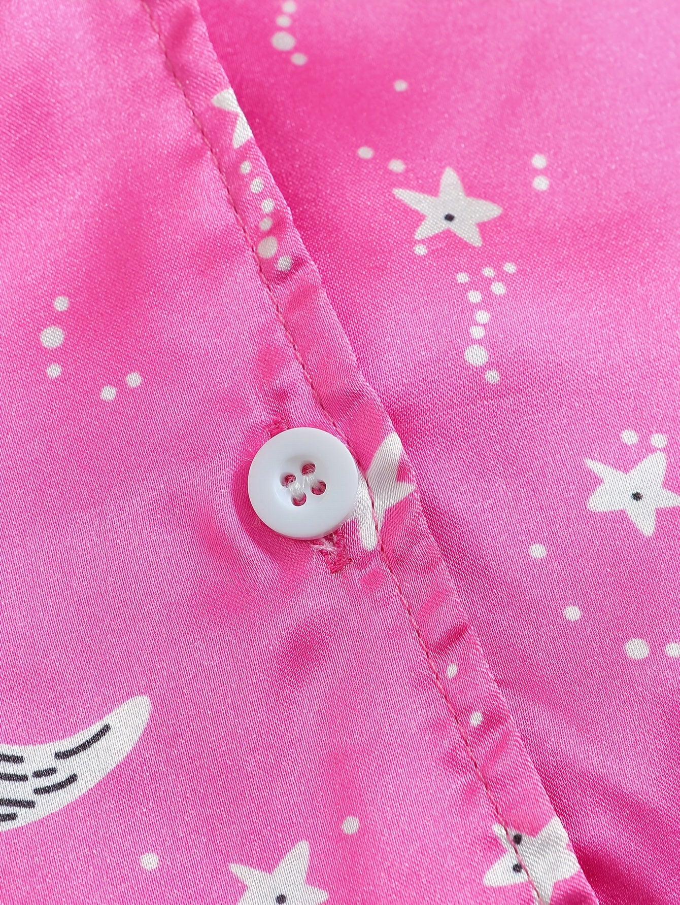 3pc Moon Pattern Satin Pajamas Set Comfy Lounge Wear