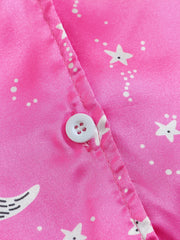 3pc Moon Pattern Satin Pajamas Set Comfy Lounge Wear