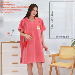 Strawberry Pattern Coral Velvet Bath Skirt for Adults