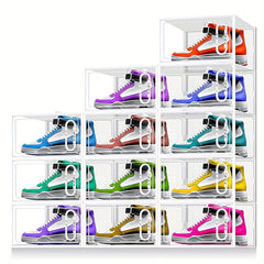 12pcs Shoe Box With Magnetic Door Plastic Shoes Storage Box