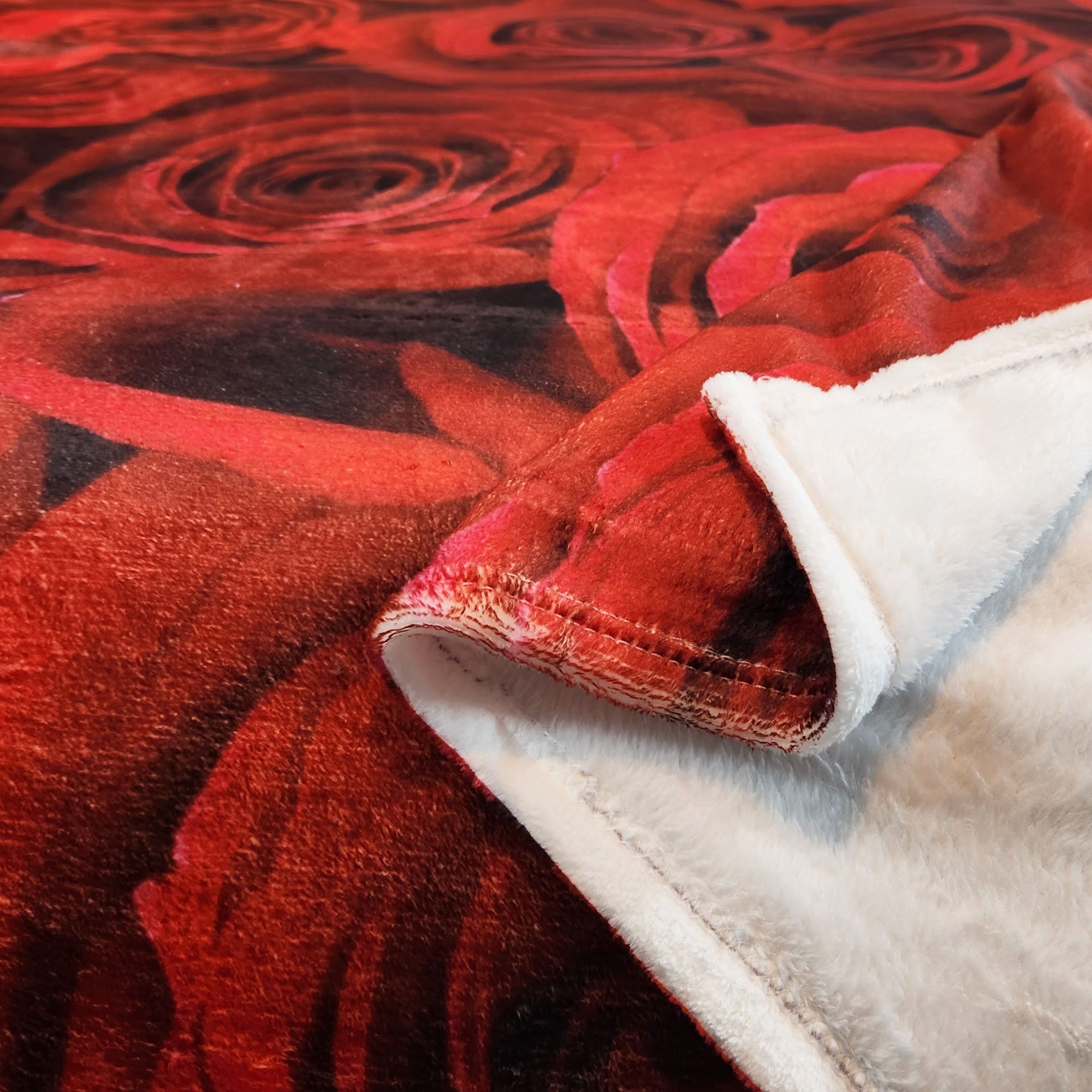 Rose Print Blanket Flannel Warm for Travel Camping Office