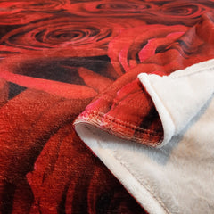 Rose Print Blanket Flannel Warm for Travel Camping Office